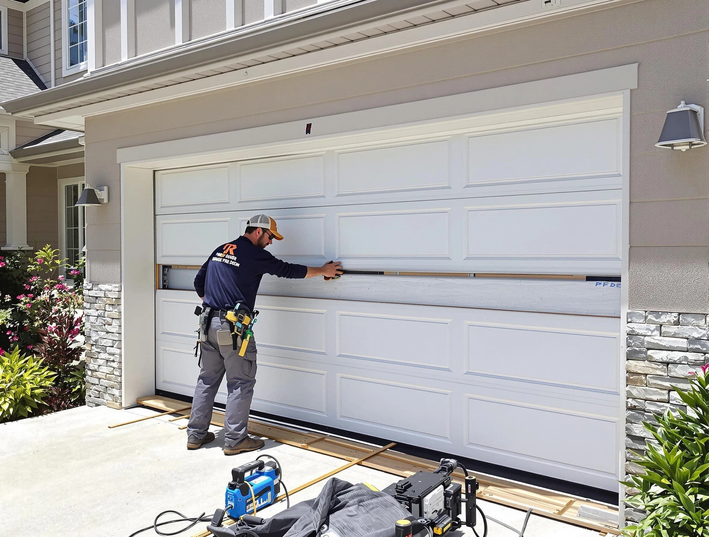 Bonanza Garage Door Repair team performing complete garage door replacement at Bonanza residence