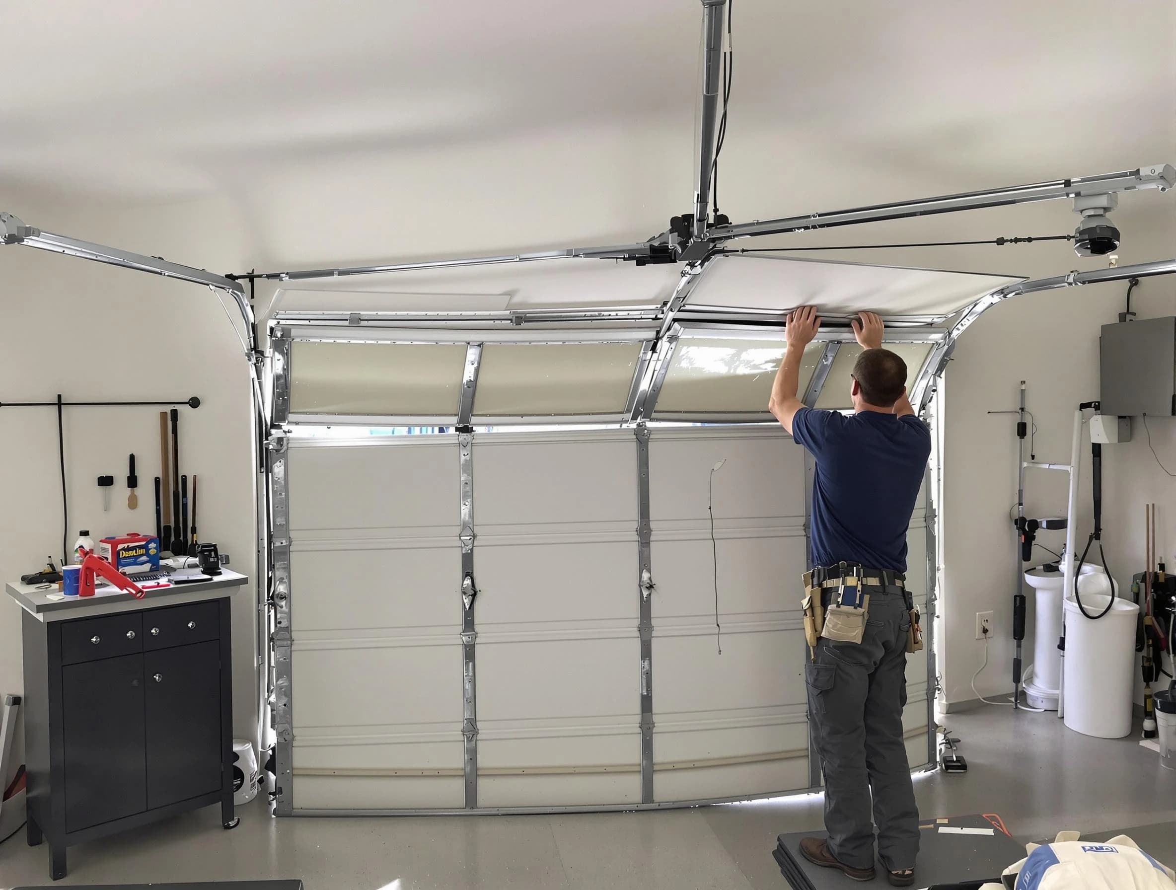 Bonanza Garage Door Repair specialist performing precise section replacement on Bonanza garage door