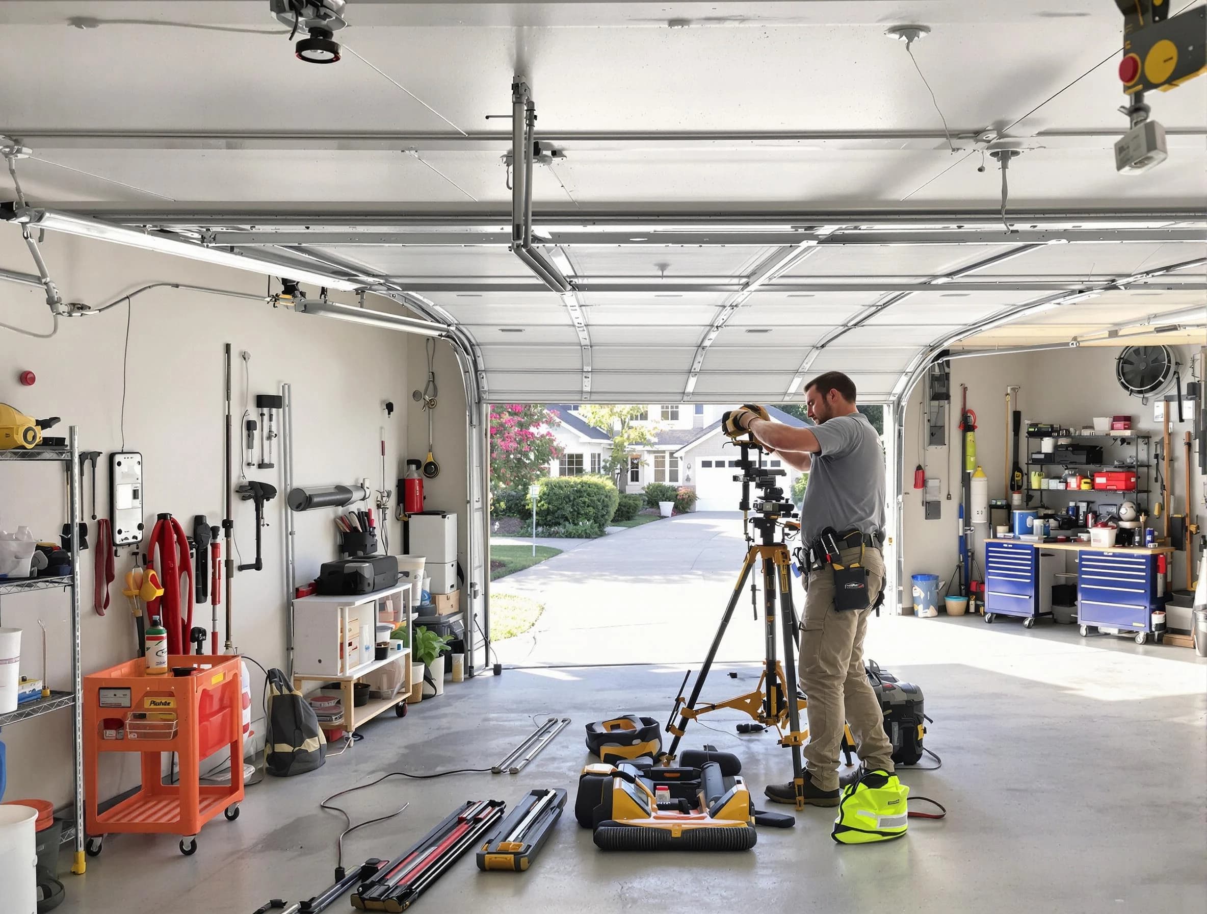 Bonanza Garage Door Repair specialist performing laser-guided track alignment in Bonanza