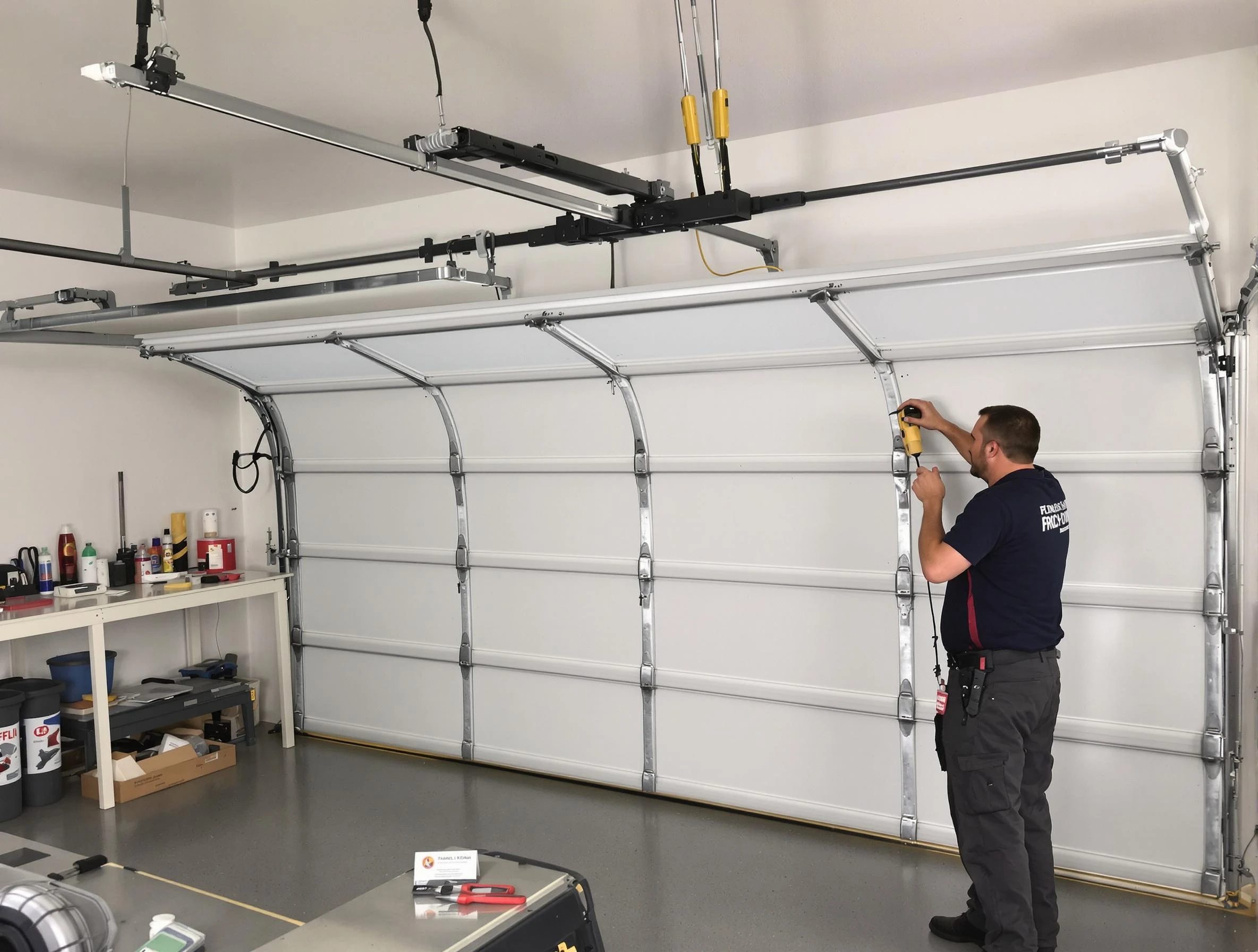 Bonanza Garage Door Repair certified technician performing overhead door system repair in Bonanza