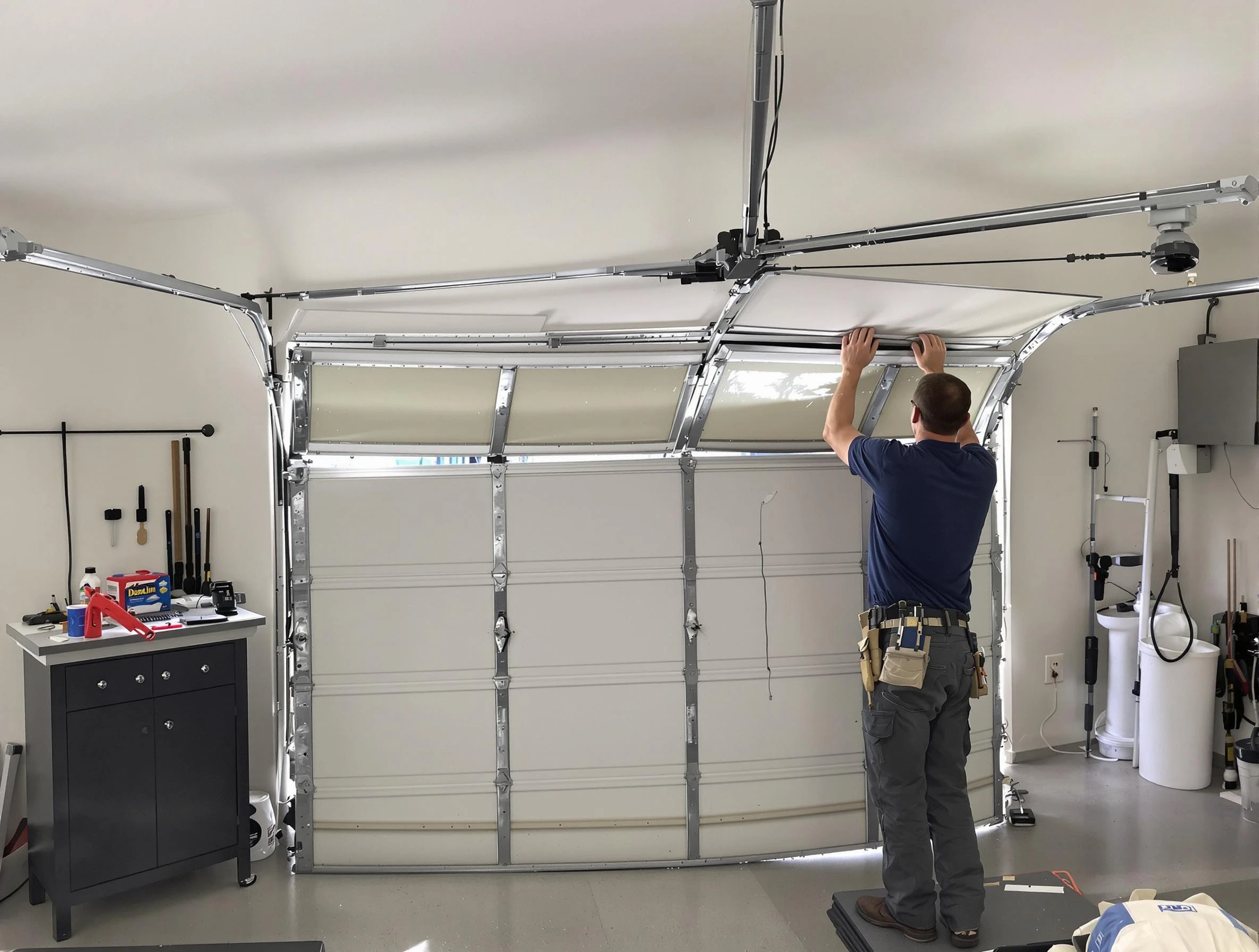 Bonanza Garage Door Repair specialist performing precise section replacement on Bonanza garage door