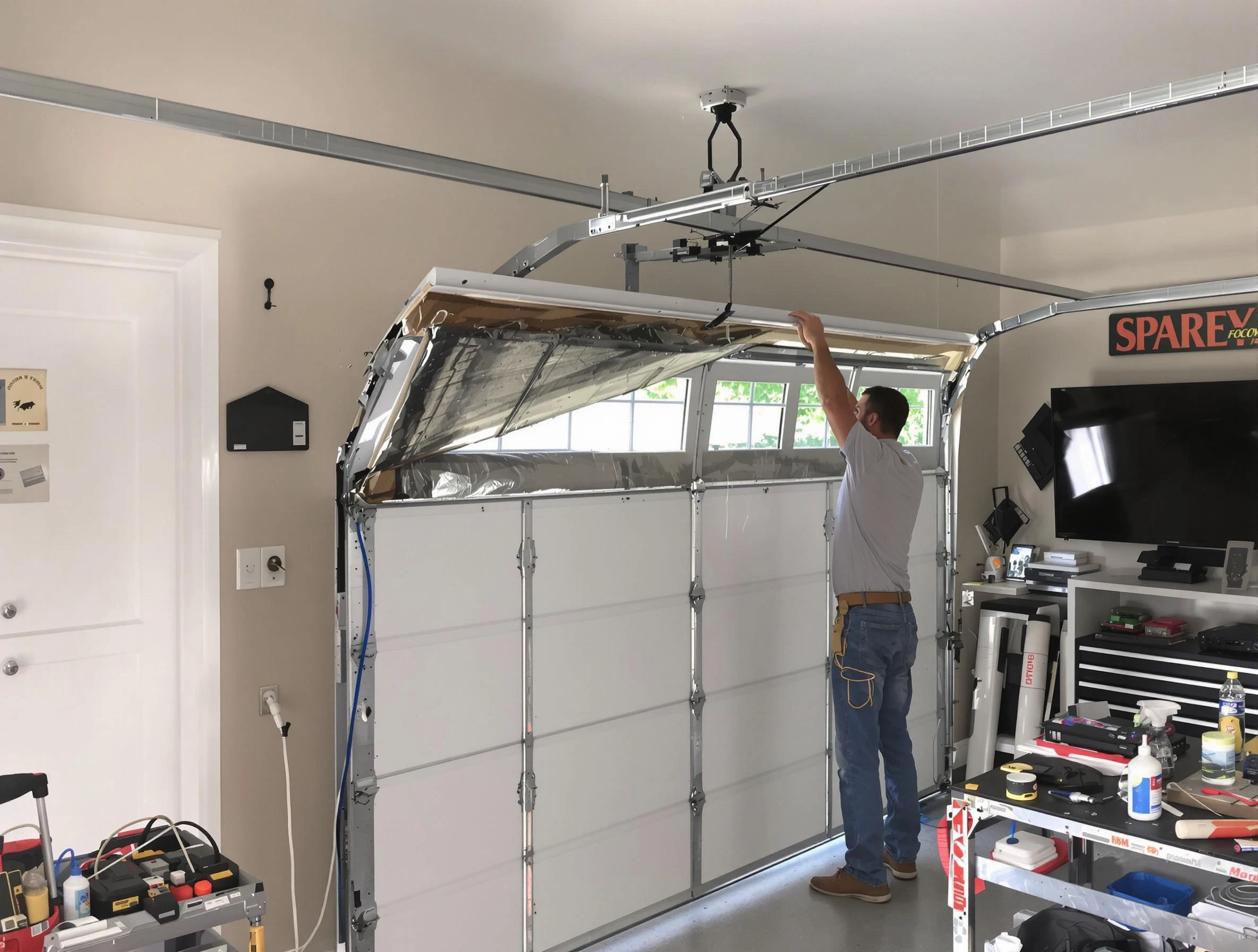 Garage door section replacement by Bonanza Garage Door Repair in Bonanza
