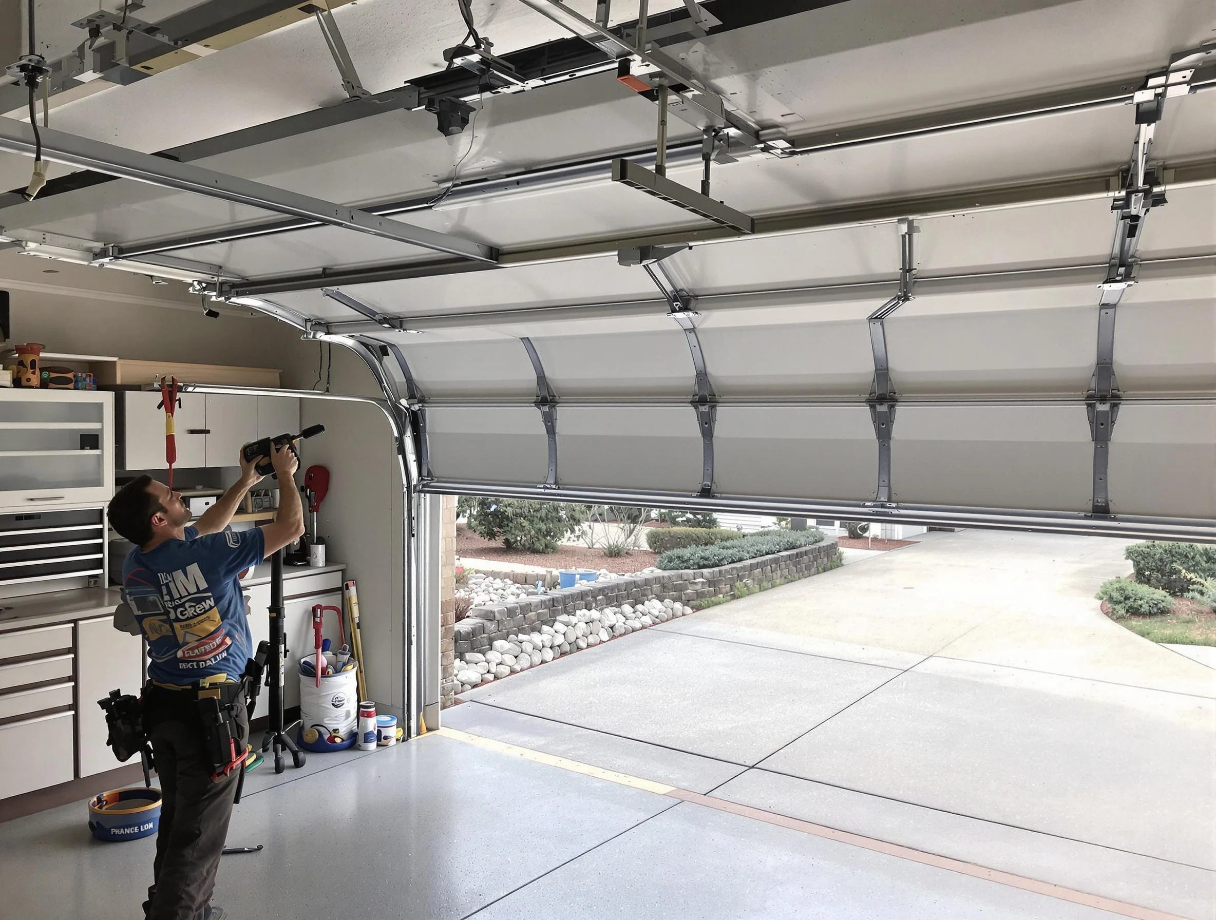 Garage door track repair service by Bonanza Garage Door Repair in Bonanza